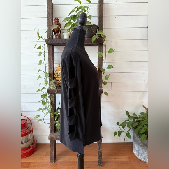 Anne Klein Black Long Sleeve Top with Cut-Out Details - Picture 10 of 17